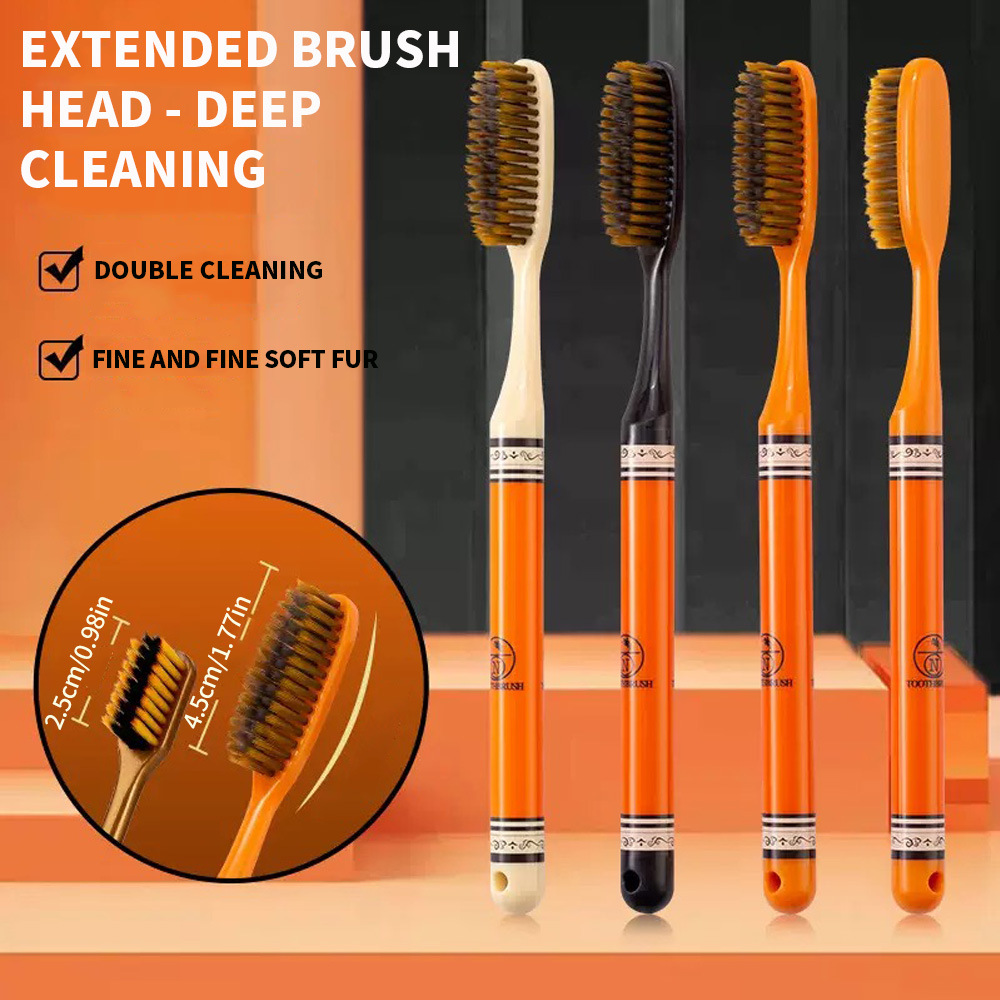Hair Care Orange - แปรงสีฟันหรูหราแสงสีส้มคุณภาพสูง 6 ชิ้นทําความสะอาดล้ําลึกดูแลช่องปากผมนุ่มเครื่องมือทําความสะอาดฟันสําหรับผู้ใหญ่ชีวิตประจําวันบ้านด้วย