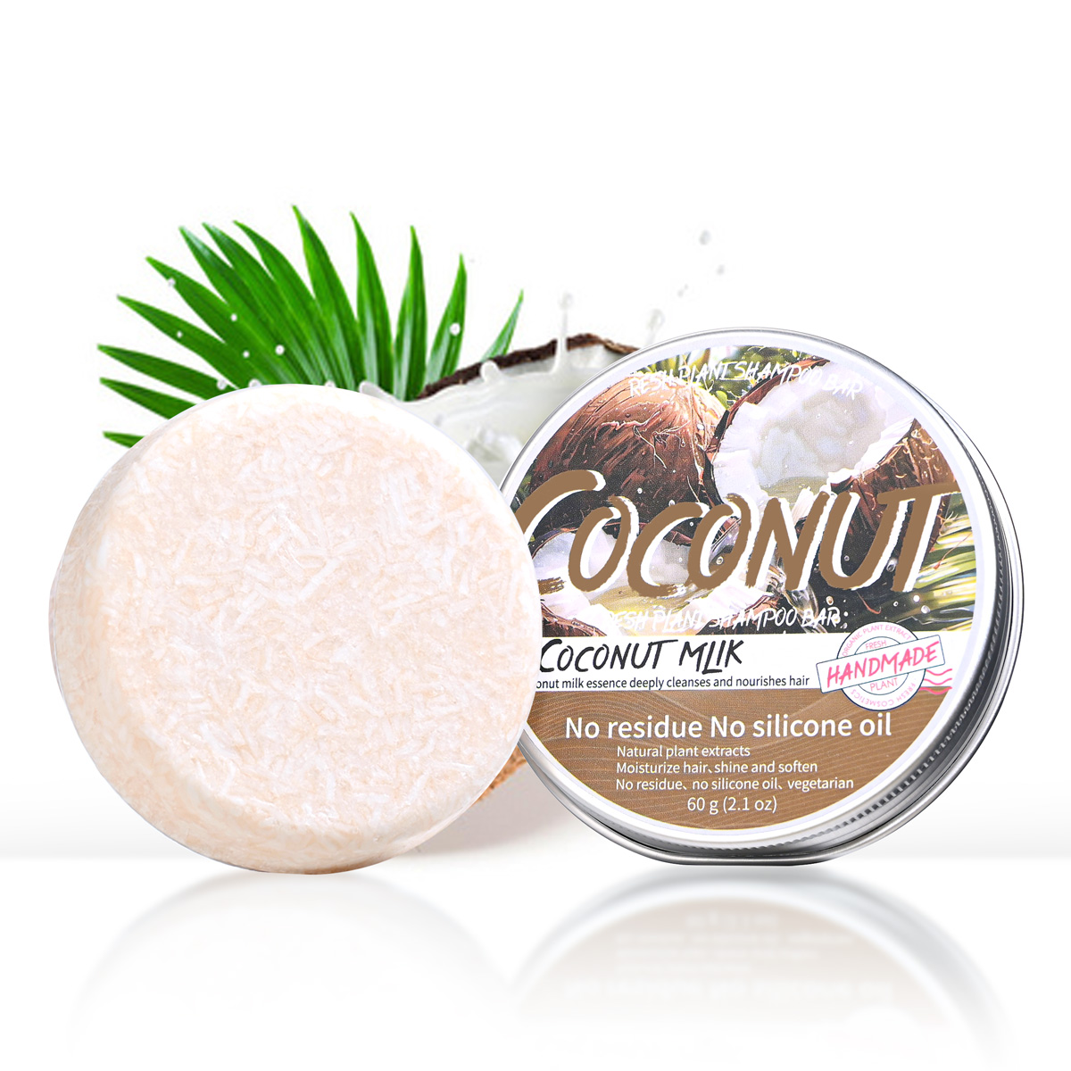 Hair Care Olive Oil - LH + 60g แชมพูมะพร้าวที่เป็นของแข็งพร้อมน้ํามันมะพร้าวและน้ํามันมะกอกบาร์แชมพูบํารุงผิวหนังศีรษะให้ความชุ่มชื้น