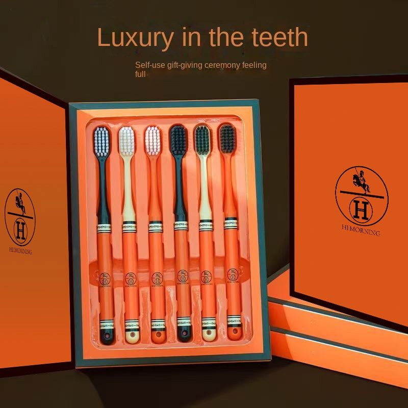 Hair Care Orange - 6 ชิ้นคุณภาพสูงสีส้มแสงหรูหราแปรงสีฟันทําความสะอาดลึกดูแลช่องปากผมนุ่มเครื่องมือทําความสะอาดฟันสําหรับผู้ใหญ่ชีวิตประจําวันบ้าน