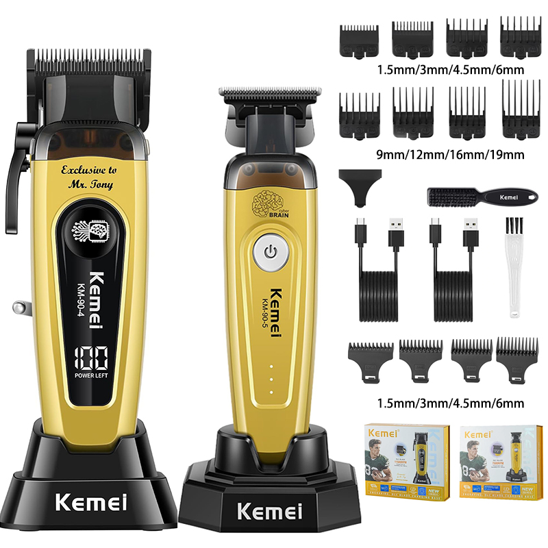 Hair Care Kit - เครื่องตัดผม KEMEI สำหรับผู้ชาย, เครื่องตัดผมไร้สายระดับมืออาชีพ, เครื่องเล็มหนวด, ชุดดูแลสำหรับช่างตัดผม,