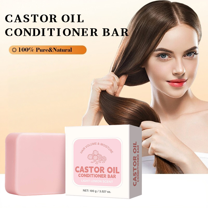 Hair Care Conditioner - สบู่ครีมนวดผมน้ำมันละหุ่ง, แชมพูแข็งบำรุงและให้ความชุ่มชื้น, บำรุงรากผมให้แข็งแรง, สำหรับผมแห้งเสียชี้ฟู